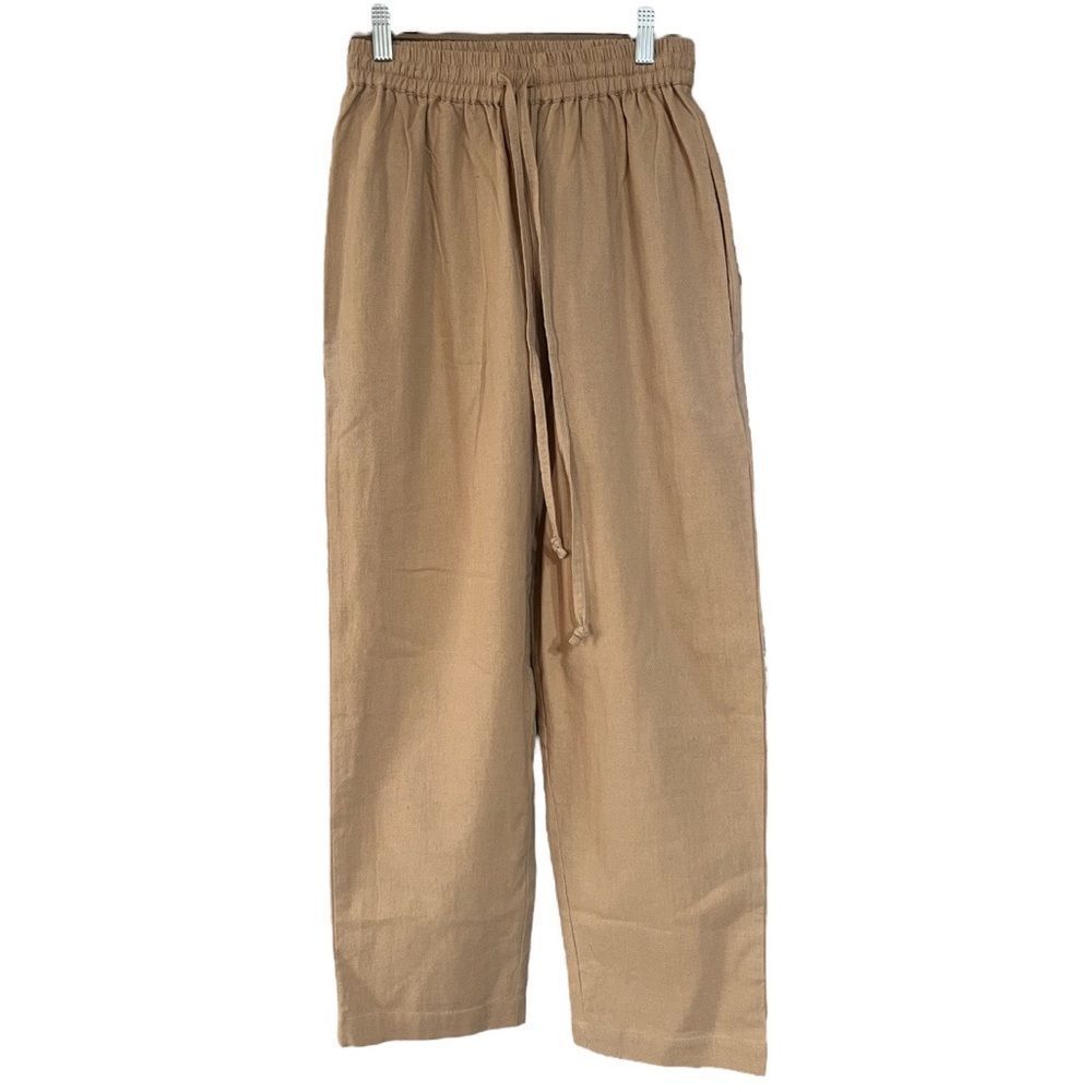 Laude The Label Tan Cropped Harem Drawstring Pants Organic Cotton Sz XS NWT - Picture 3 of 10